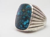 Vtg Cast Silver Men's Ring w/Spider Web Turquoise  c.1965～