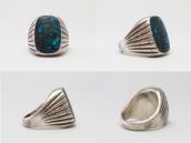 Vtg Cast Silver Men's Ring w/Spider Web Turquoise  c.1965～