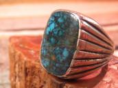 Vtg Cast Silver Men's Ring w/Spider Web Turquoise  c.1965～