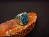 Vtg Cast Silver Men's Ring w/Spider Web Turquoise  c.1965～