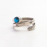Vtg Pueblo/Navajo Coiled Snake Ring w/Gem Turquoise c.1955～