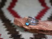Vtg Pueblo/Navajo Coiled Snake Ring w/Gem Turquoise c.1955～