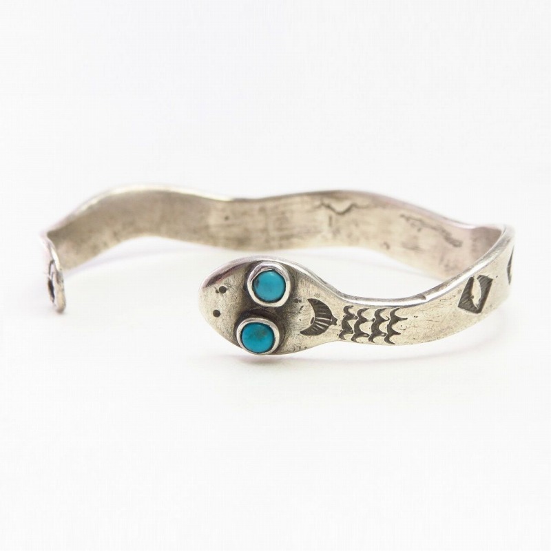 Antique Pueblo Rattlesnake Shape Ingot Silver Cuff c.1930～