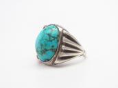 Atq Navajo CastSilver Men's Ring w/Hi-Dome Turquoise c.1930～