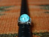 Atq Navajo CastSilver Men's Ring w/Hi-Dome Turquoise c.1930～