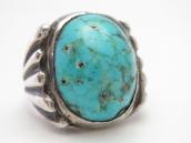 Atq Navajo CastSilver Men's Ring w/Hi-Dome Turquoise c.1930～