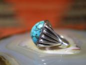 Atq Navajo CastSilver Men's Ring w/Hi-Dome Turquoise c.1930～