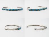 Vtg Zuni Carved Gem No.8 Turquoise Row Narrow Cuff c.1950