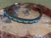 Vtg Zuni Carved Gem No.8 Turquoise Row Narrow Cuff c.1950
