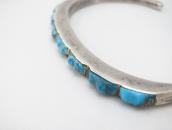 Vtg Zuni Carved Gem No.8 Turquoise Row Narrow Cuff c.1950