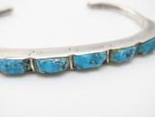 Vtg Zuni Carved Gem No.8 Turquoise Row Narrow Cuff c.1950