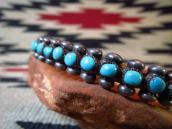Vtg Zuni Turquoise & Silver Drops Row Cuff Bracelet  c.1940～