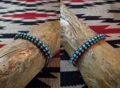 Vtg Zuni Turquoise & Silver Drops Row Cuff Bracelet  c.1940～