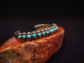 Vtg Zuni Turquoise & Silver Drops Row Cuff Bracelet  c.1940～