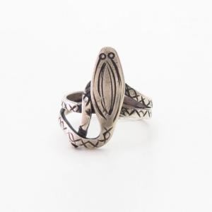 Antique Coiled Rattlesnake Shape Stamped Silver Ring c.1930～