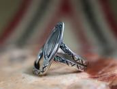 Antique Coiled Rattlesnake Shape Stamped Silver Ring c.1930～