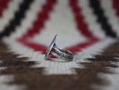 Antique Coiled Rattlesnake Shape Stamped Silver Ring c.1930～