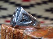 Vintage Navajo Thunderbird Applique Seal Ring  c.1940～