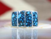 Antique Zuni Hi-Grade Godber Turquoise Inlay Ring  c.1940～