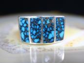 Antique Zuni Hi-Grade Godber Turquoise Inlay Ring  c.1940～