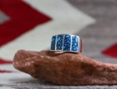 Antique Zuni Hi-Grade Godber Turquoise Inlay Ring  c.1940～