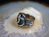 Antique Navajo Snake Applique 卍 Stamped Tourist Ring  c.1930