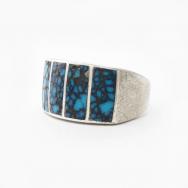 Antique Zuni Hi-Grade Godber Turquoise Inlay Ring  c.1940～
