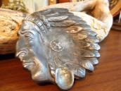 Antique Indian Head Chief Metal Ashtray