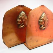 Antique Indian Head Chief Copper Bookend  c.1926