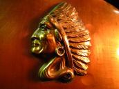 Antique Indian Head Chief Copper Bookend  c.1926