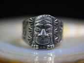 Antique Tiki Applique 卍 Stamped Hawaiian Tourist Ring c.1930