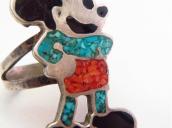OLDPAWN Zuni Chip Inlay Mickey Silver Ring  c.1980