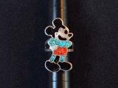 OLDPAWN Zuni Chip Inlay Mickey Silver Ring  c.1980