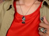 Zuni Vintage Chip Inlay Mickey Fob Necklace  c.1980
