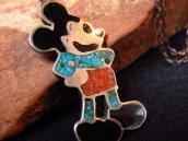 Zuni Vintage Chip Inlay Mickey Fob Necklace  c.1980
