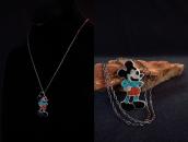 Zuni Vintage Chip Inlay Mickey Fob Necklace  c.1980