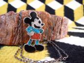Zuni Vintage Chip Inlay Mickey Fob Necklace  c.1980