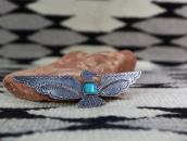 Atq Navajo Busy Stamped T-bird Pin w/Sq. Turquoise c.1920～