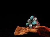 Vintage Tripartite Ring w/3 Spiderweb TQ c.1960