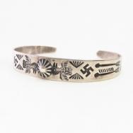 Atq Navajo 卍 Thunderbird & Arrows Stamped Silver Cuff c.1930