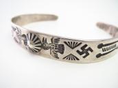 Atq Navajo 卍 Thunderbird & Arrows Stamped Silver Cuff c.1930