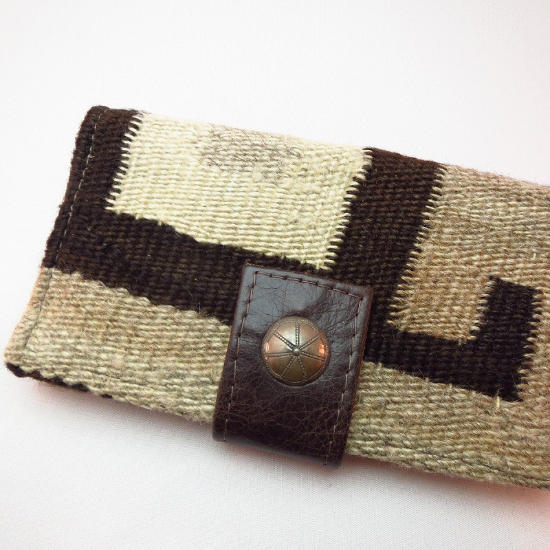 Leather Wallet with 1920's Navajo Rug & Concho