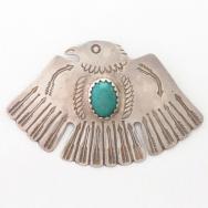 【Wolf-Robe】Acoma Big T-bird Stamped Coin Silver Pin c.1950～