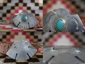 【Wolf-Robe】Acoma Big T-bird Stamped Coin Silver Pin c.1950～