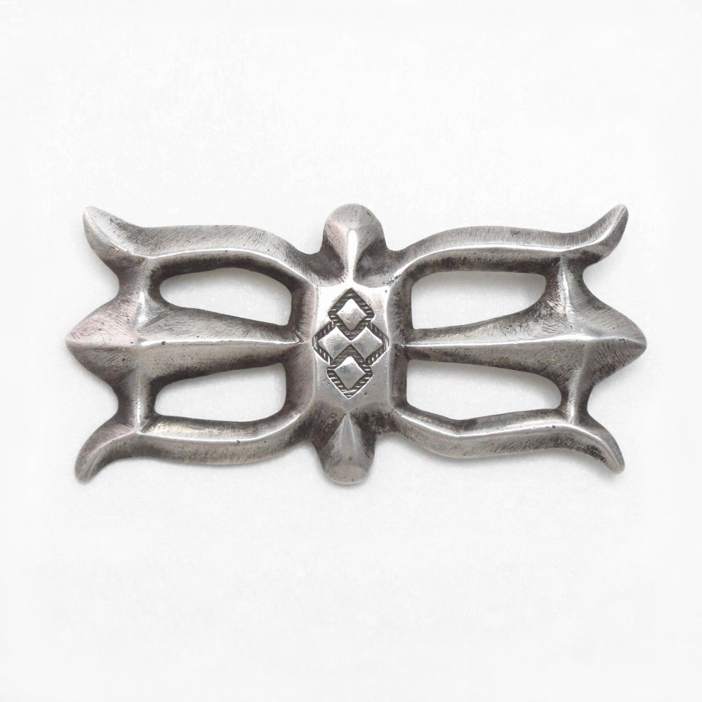 Attr. to【NAVAJO GUILD】Vtg Stamped Cast Silver Pin  c.1935～