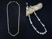 Vtg "Navajo Pearl" Hand Made Silver Beaded Necklace  c.1965～