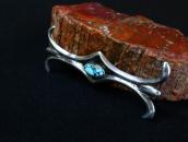 Vtg Casted Silver Pin Brooch w/Number Eight Turquoise c.1950