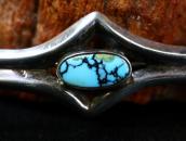 Vtg Casted Silver Pin Brooch w/Number Eight Turquoise c.1950
