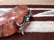 Vtg Casted Silver Pin Brooch w/Number Eight Turquoise c.1950