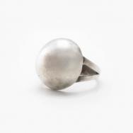 Antique "Navajo Pearl" Face Small Silver Ring w/Tag c.1930